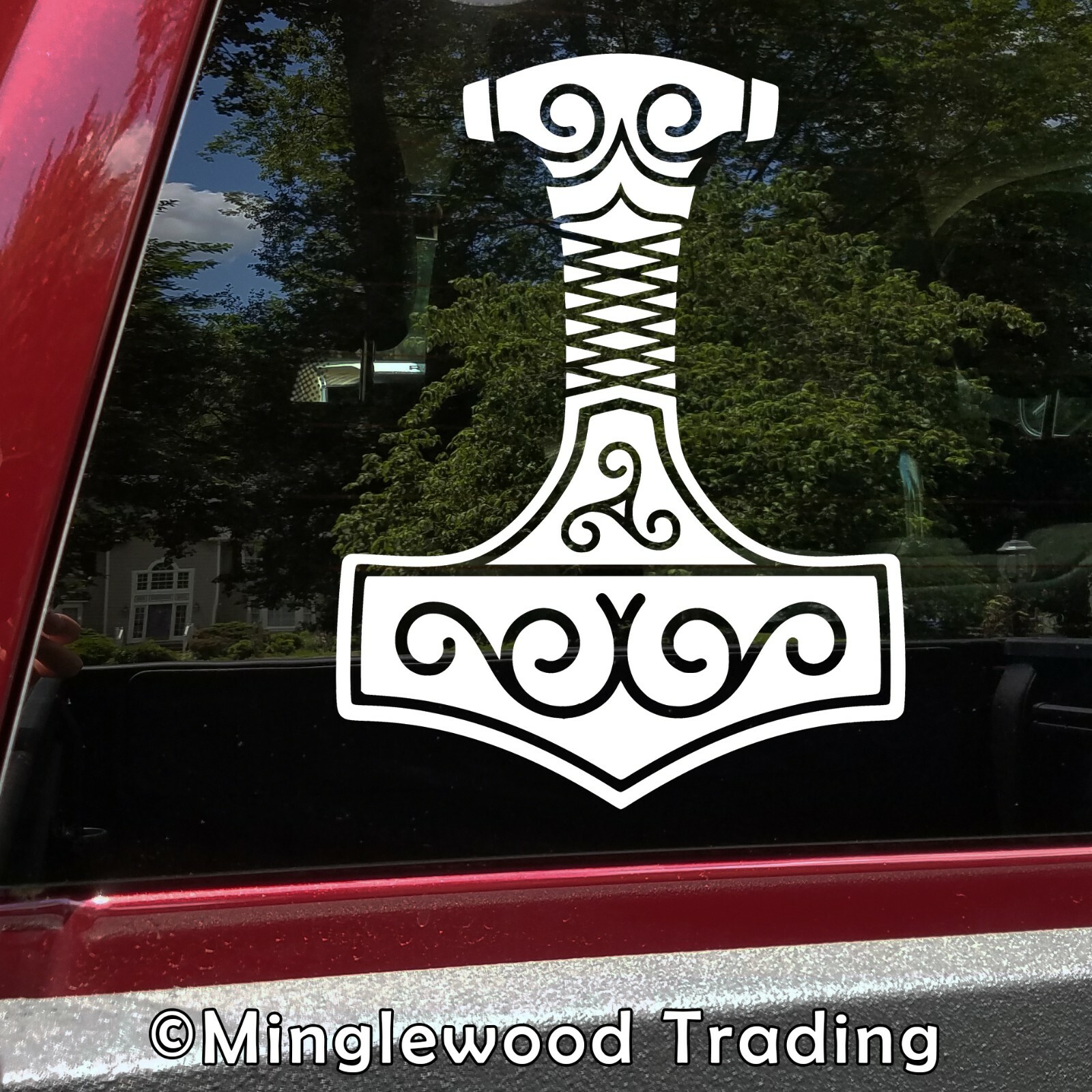 Mjolnir Vinyl Sticker – Thor's Hammer Norse Viking Triskele – Die Cut Decal