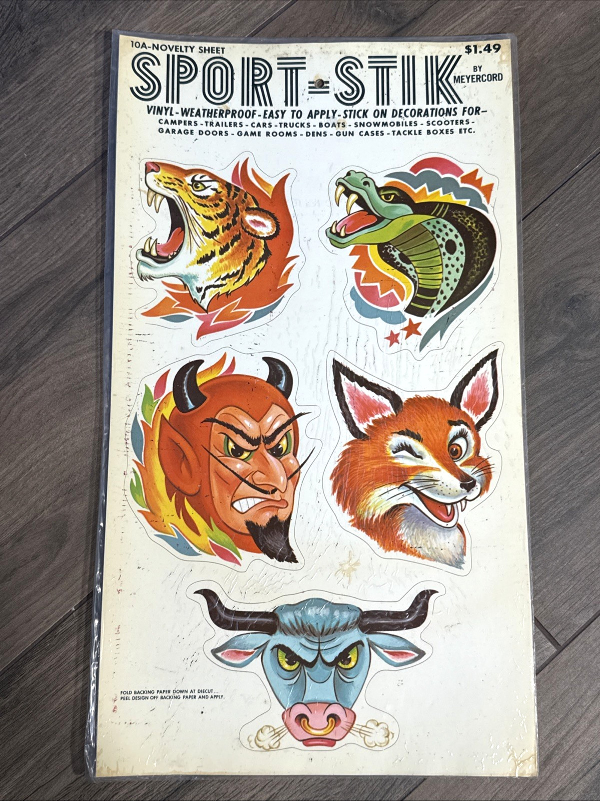Vintage 1960s 1970s NOS Decal Metercord Sport-Stik Novelty 5 Stickers on Sheet