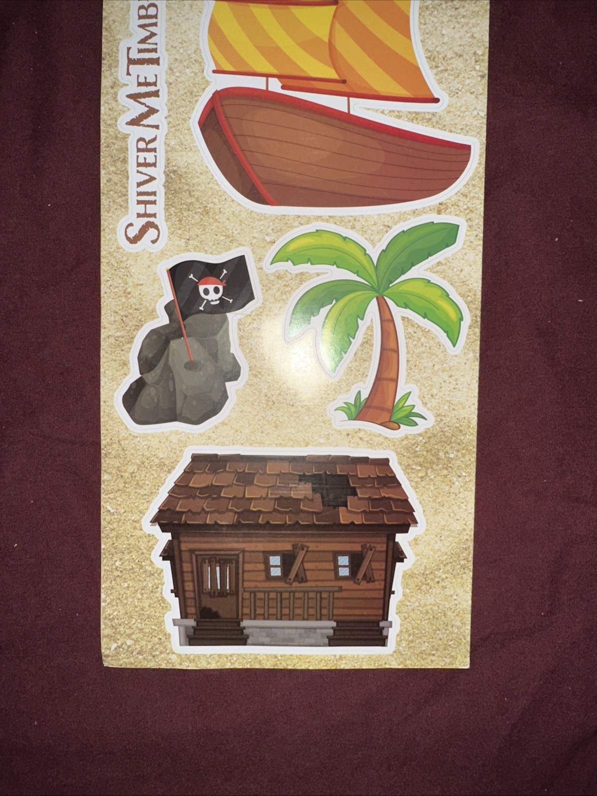 Large Sticker Wall Decals Pirate Island. Treasure chest, lighthouse boat. 5 sets