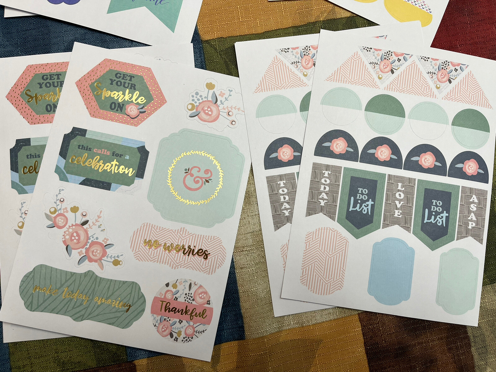 Scrapbook Stickers, Pen and Gear Stickers 4 Sets Of 4 Sheets Per Set. 16 Total