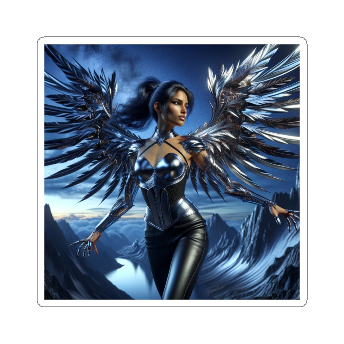 Sticker Steel Winged Huntress Digital Art 2×2 3×3 4×4 6×6