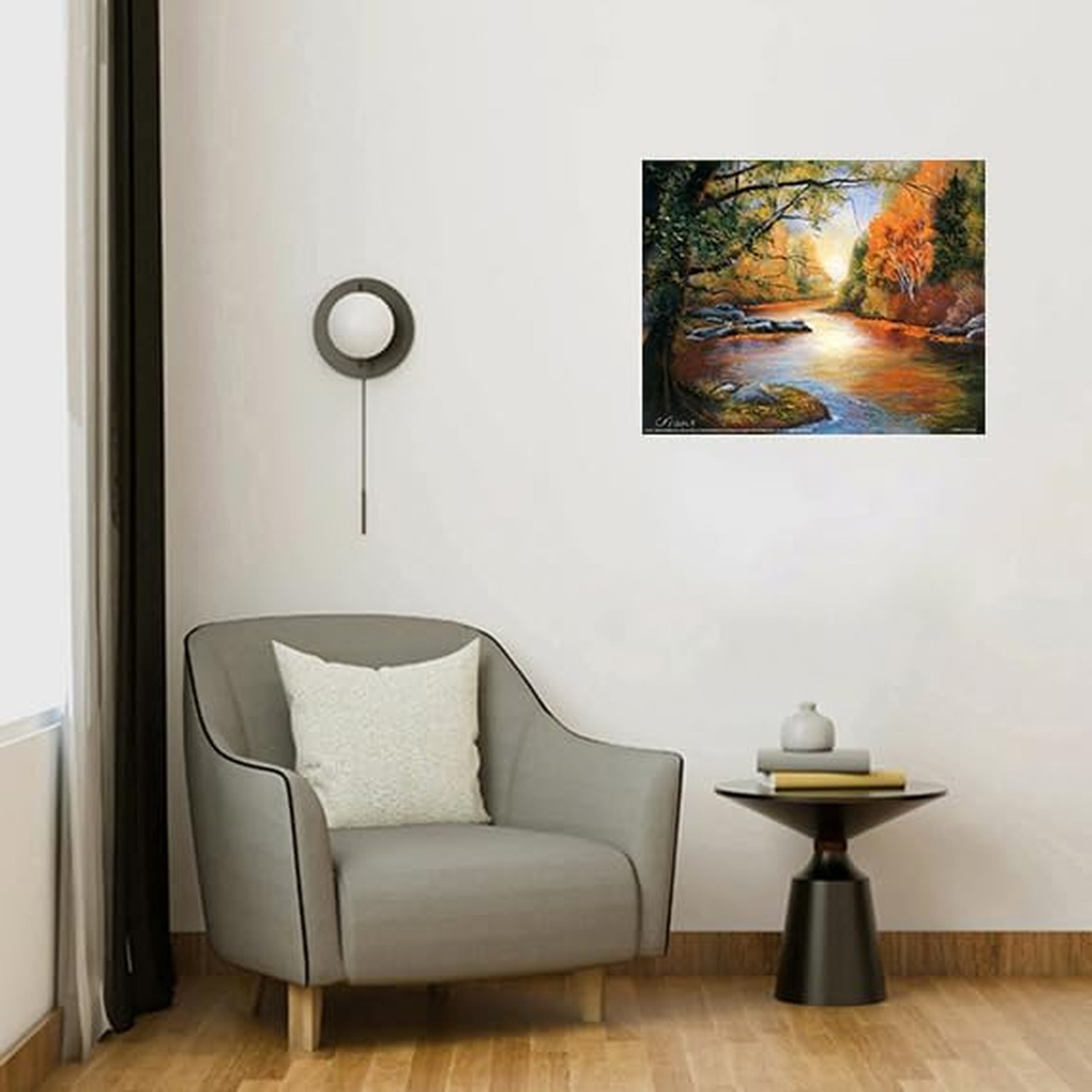 Scenery Forest Creek Water Reflection Nature Calming Landscape Wall Decor Art…