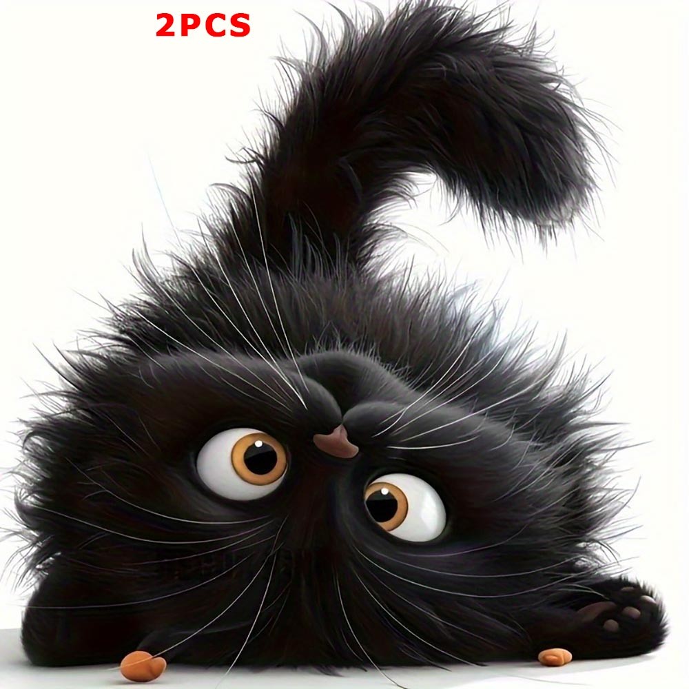Charming Long-Lasting High-Quality Laptop-Friendly 2-Pack Cute Black Cat Sticker