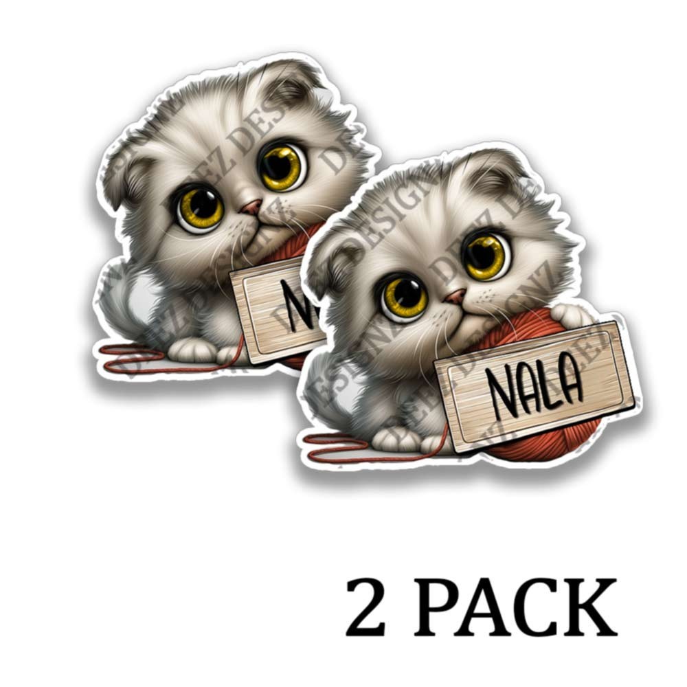 Nala the White Persian Kitten Stickers Cats Decals (PERSONALIZE!) -2 Pack