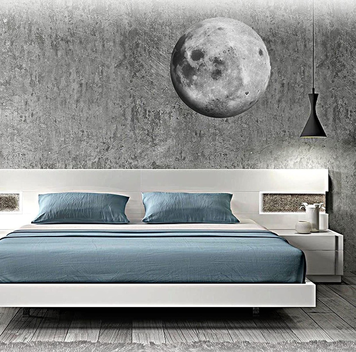 Moon Wall Decal Large Moon Sticker Peel and Stick Bedroom Moon Wall Mural, c22