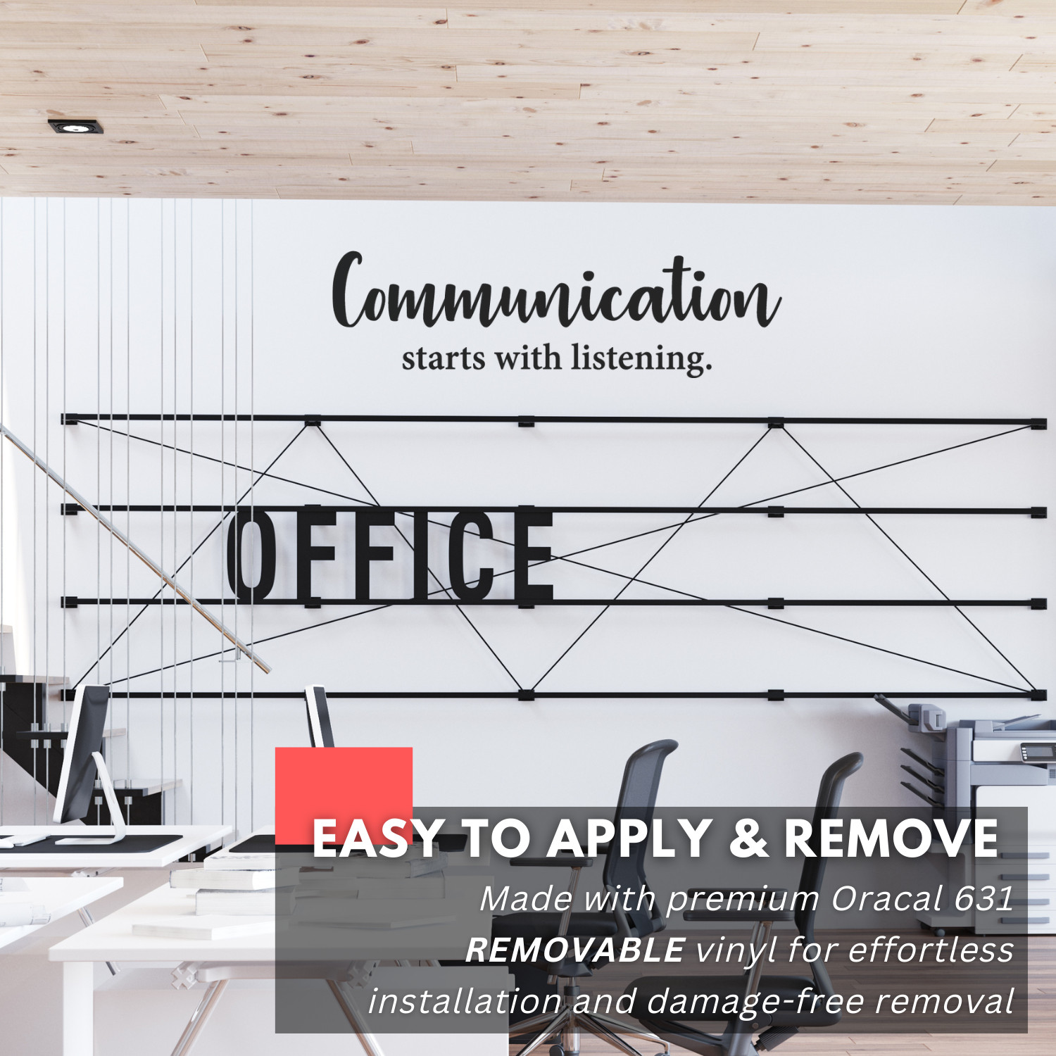 Inspirational Wall Decal – Communication Starts with Listening – Office & Home