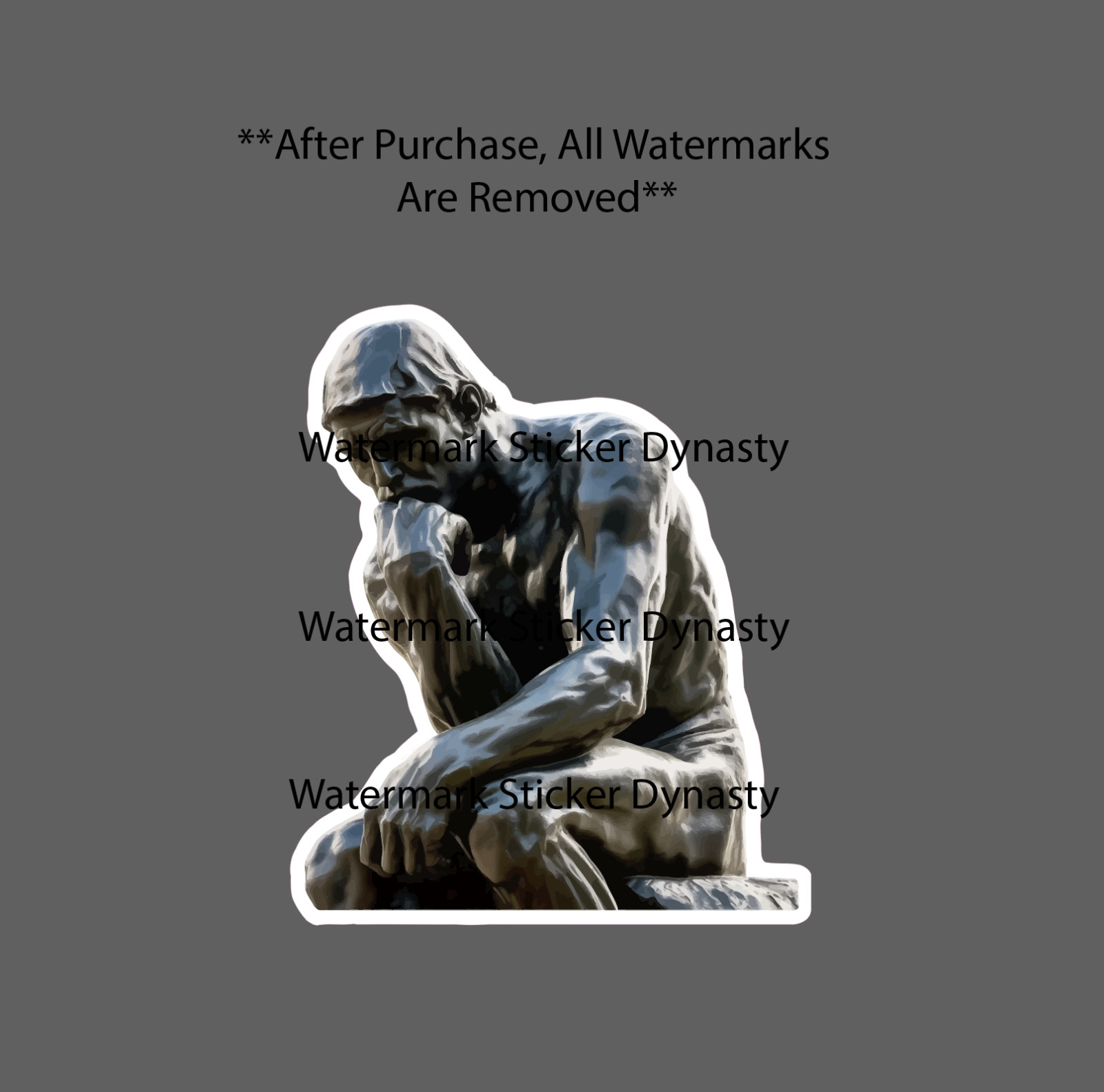 The Thinker Statue Sticker Waterproof Decal Art Stoic Paris France Gift NEW