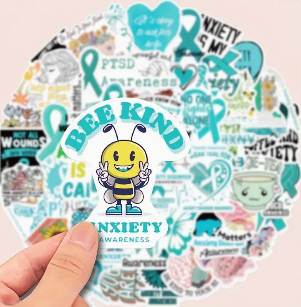 50pcs Anxiety Awareness Mental Health Decoration Stickers Waterproof Stickers