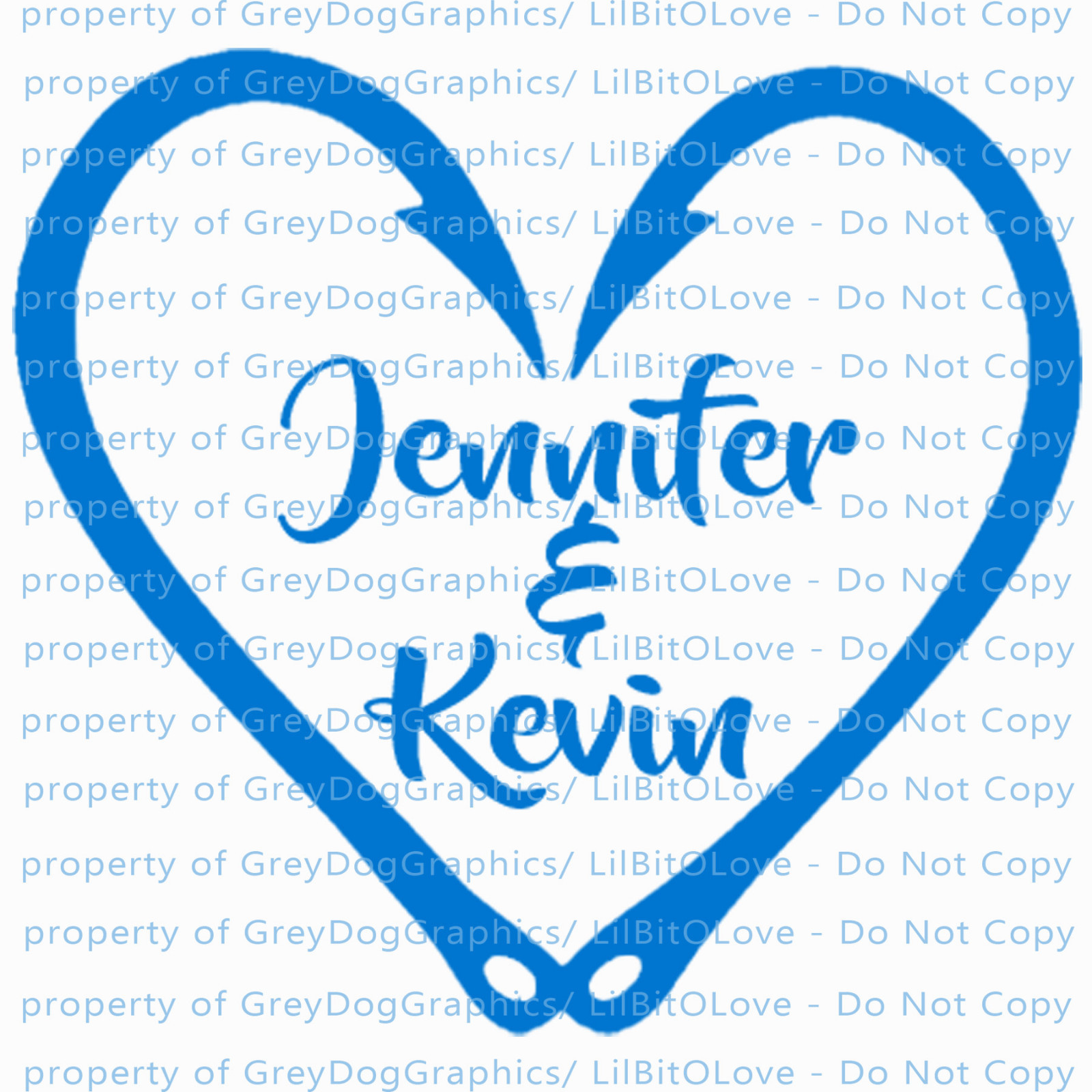 Custom Fish Hook Heart Personalized with Couple's Names Vinyl Decal Sticker