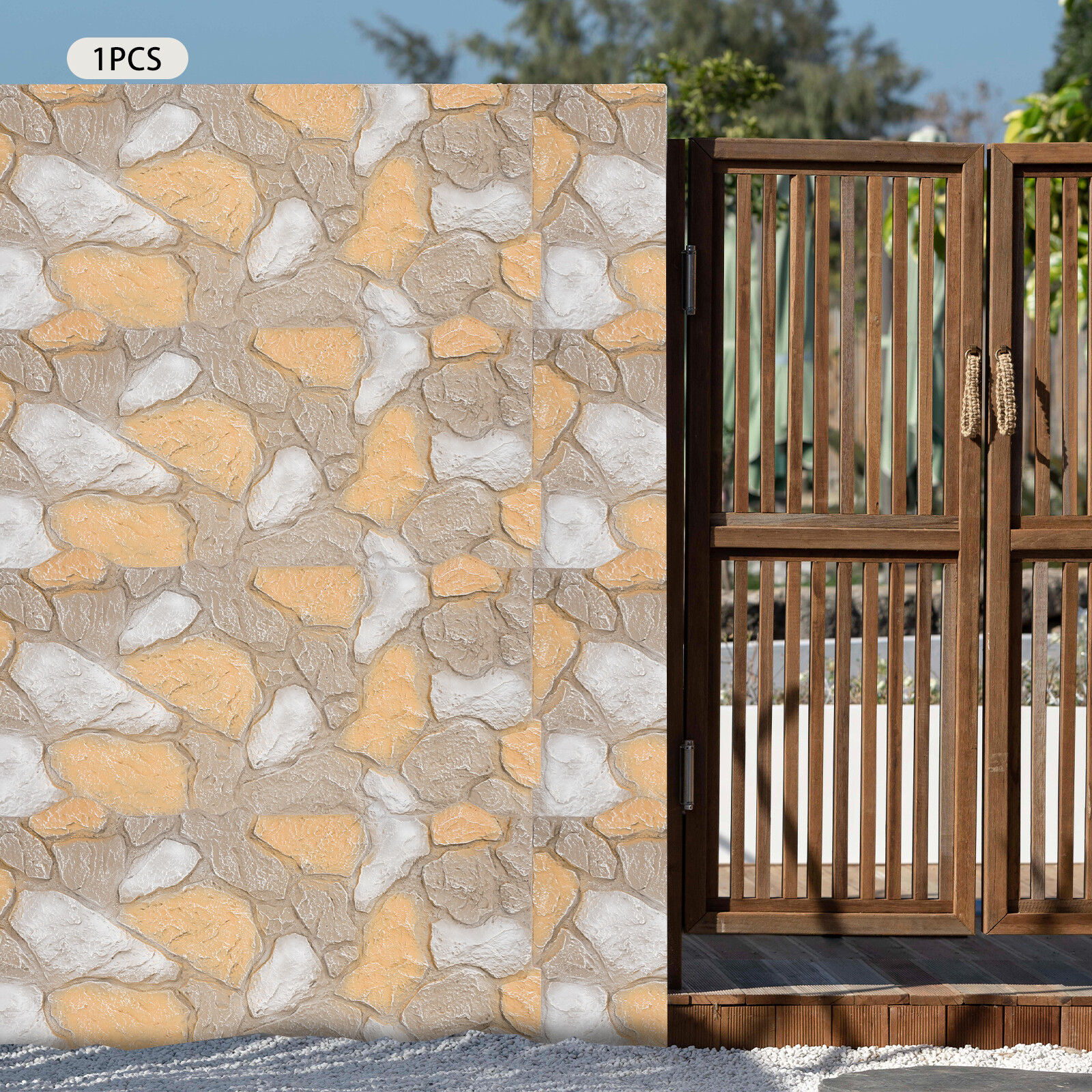 3D Faux Stone Wall Panel PU Wall Panel for Interior Exterior Decor Reddish Brown