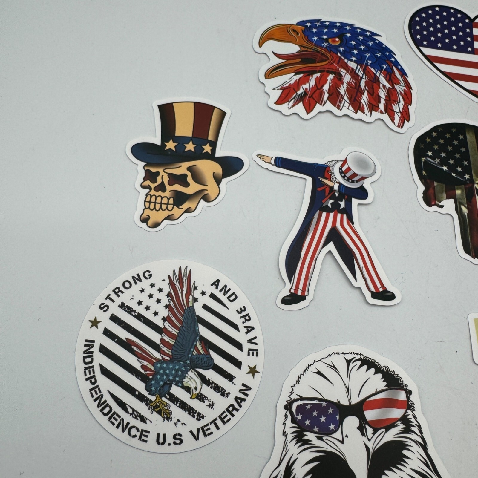 Patriotic Vinyl Decal Stickers Pack 14 Pcs USA Themed Designs