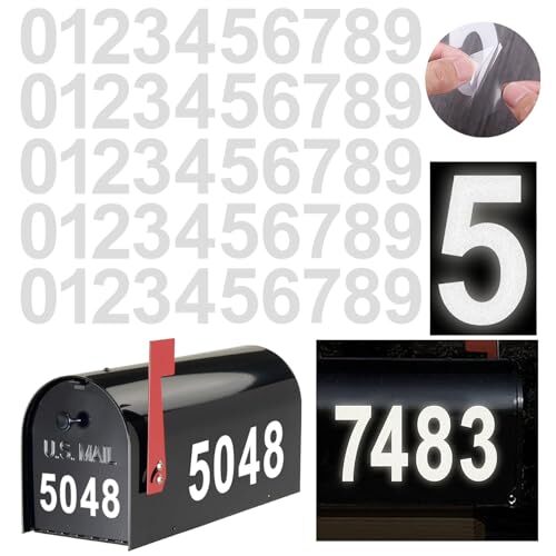 Reflective Mailbox Numbers Sticker Decal Die Cut Classic Style 2" x 5 Sets