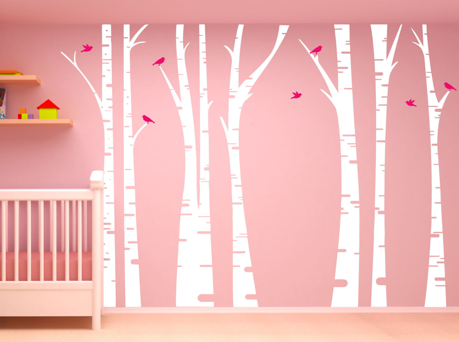 Birch Tree Wall Decal Forest Art Vinyl Sticker Removable Nursery Birds 1295