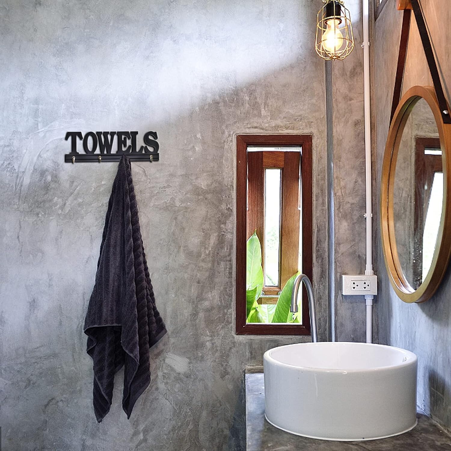 Towel Rack 4 Hooks Wooden Towels Holder for Bathroom – Wall Mount Towels Hanger
