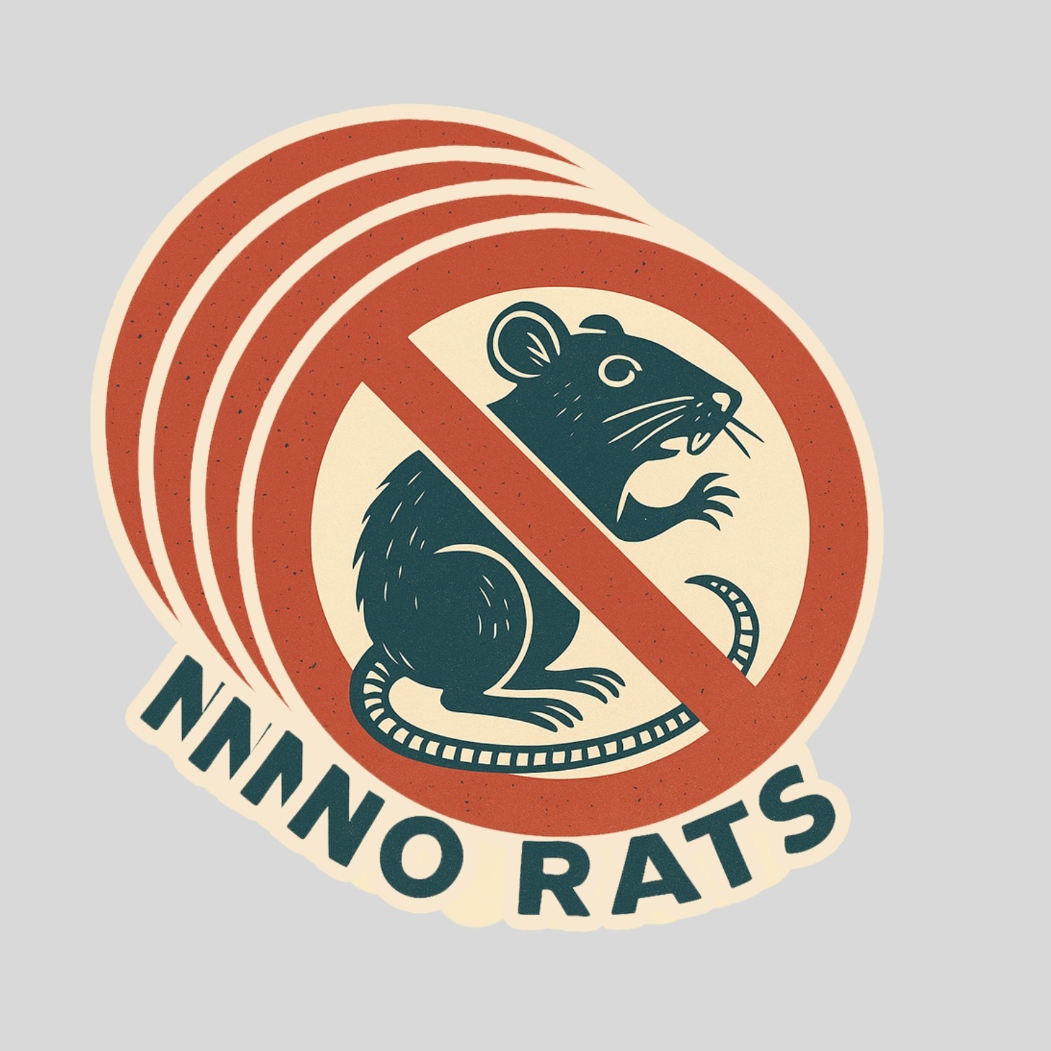 4PCS Funny Retro No Rats Sign Stickers Pest Control Vinyl Decal Gift