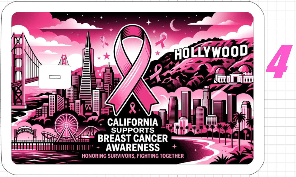 California Pink Ribbon Gift Credit Debit ATM Card Skin Sticker Breast Cancer USA