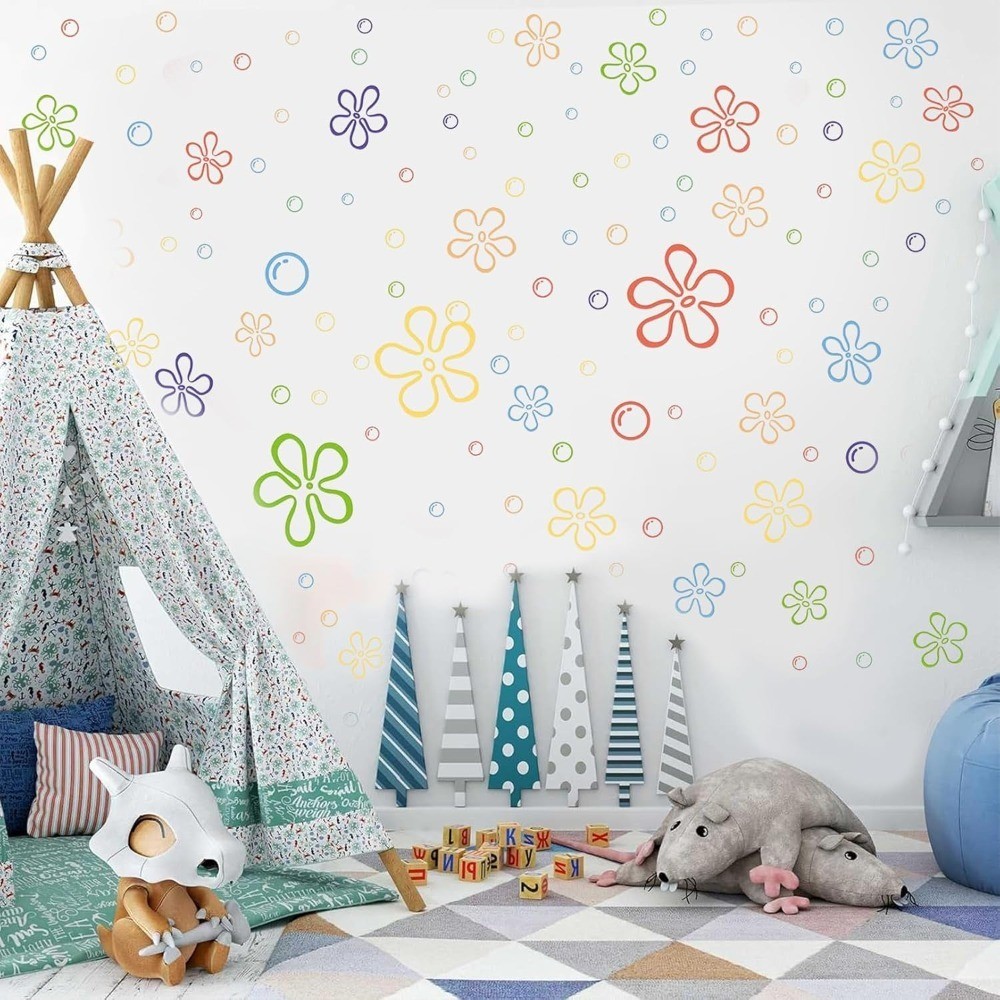 Under The Sea Wall Decals 156PCS Colorful Bubble and Flower Stickers Ocean Theme
