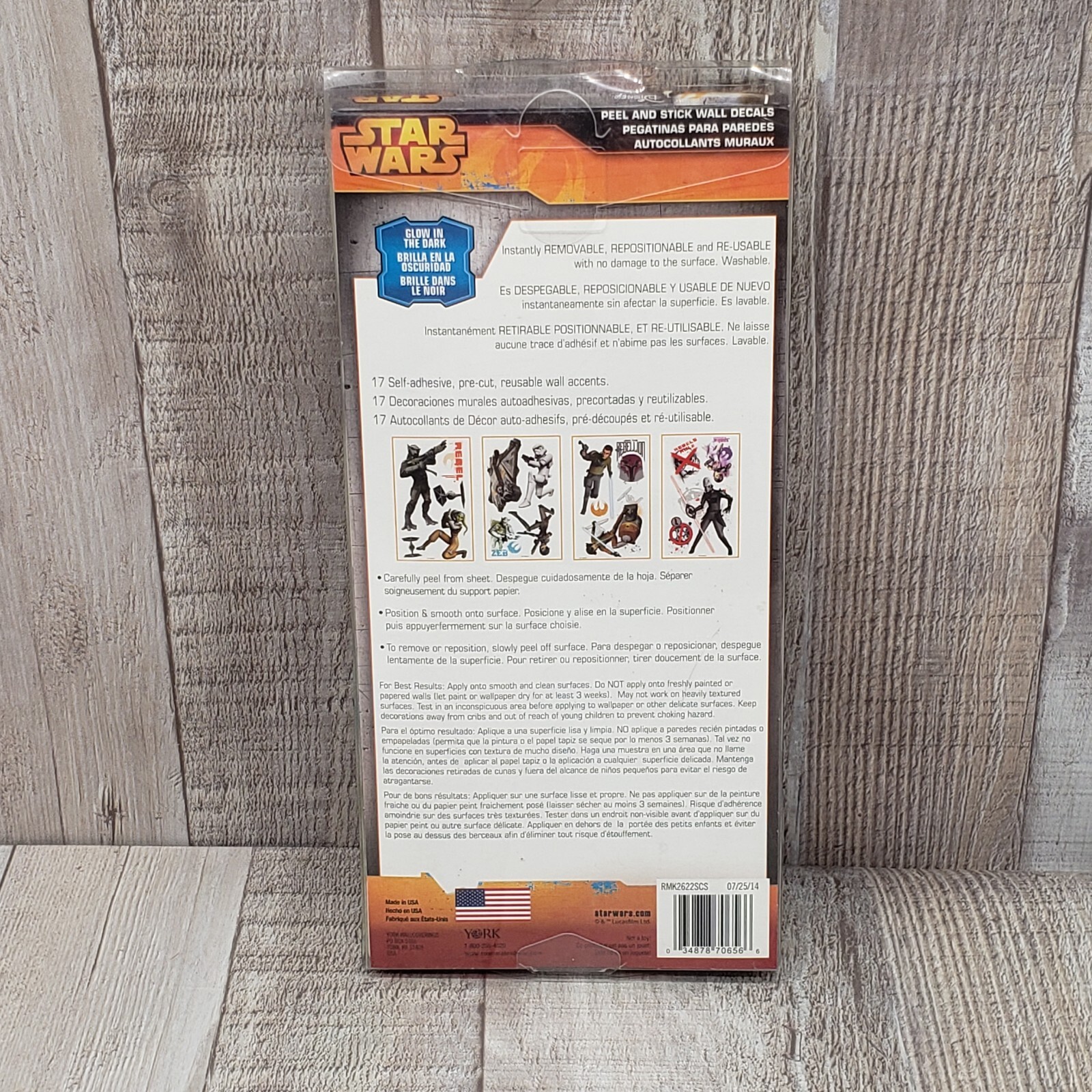 STAR WARS Rebels Wall Decals 17pc Removable & Reusable Glow In The Dark Design