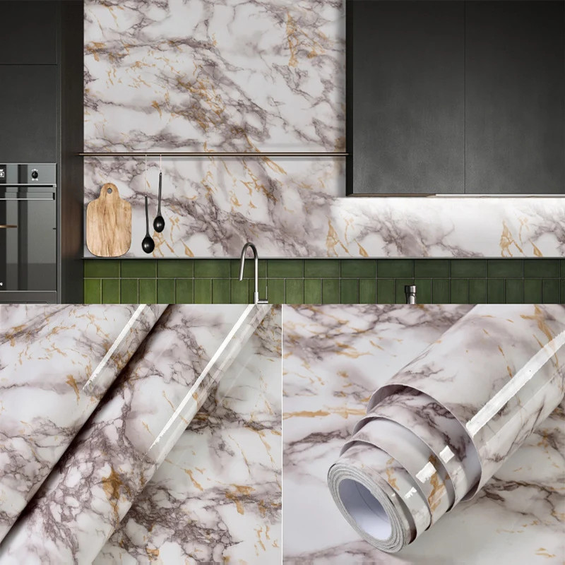 40cm kitchen waterproof and oil resistant PVC self-adhesive marble wall sticker