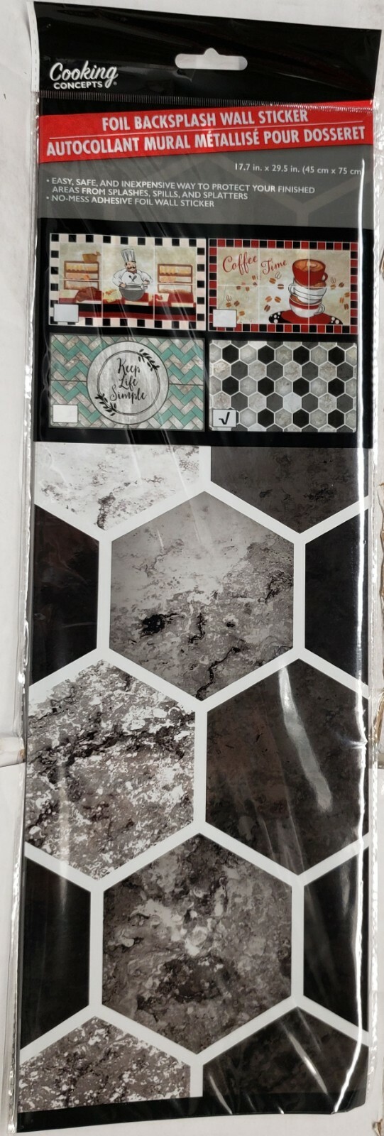 KITCHEN STOVE BACKSPLASH Sticker/Wall Decal, 30" x 18", MARBLE PENTAGONS, GR
