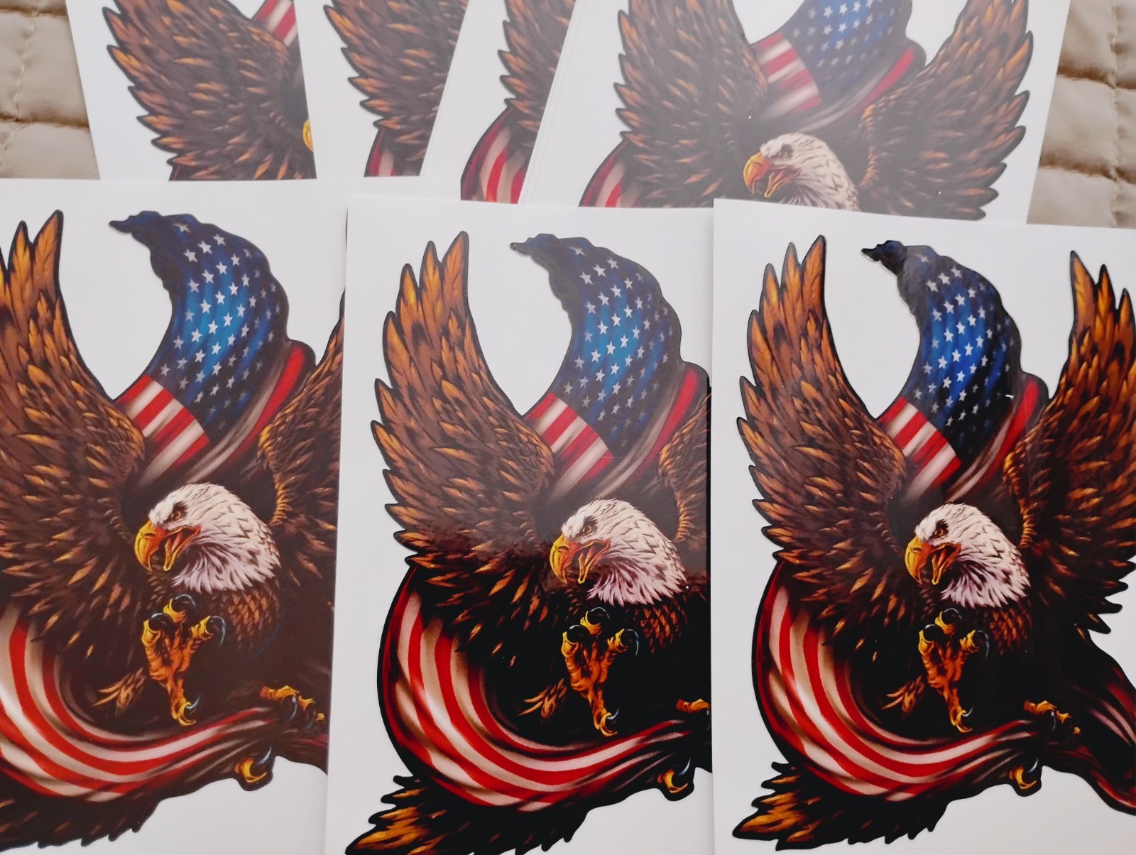 Lot of 7 American Bold Eagle with US Flag 4×5 Patriot