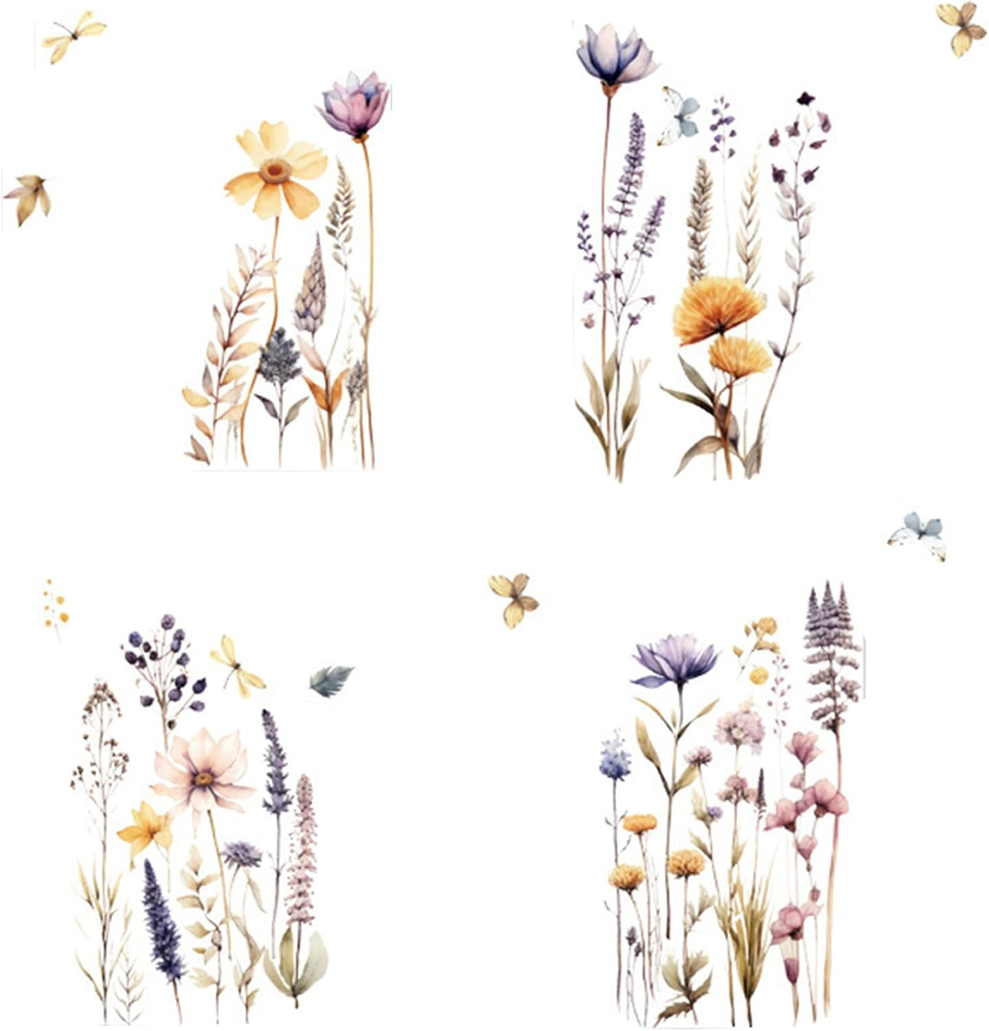 Wildflower Wall Decals 3D Self-Adhesive Stickers – 12 Pack