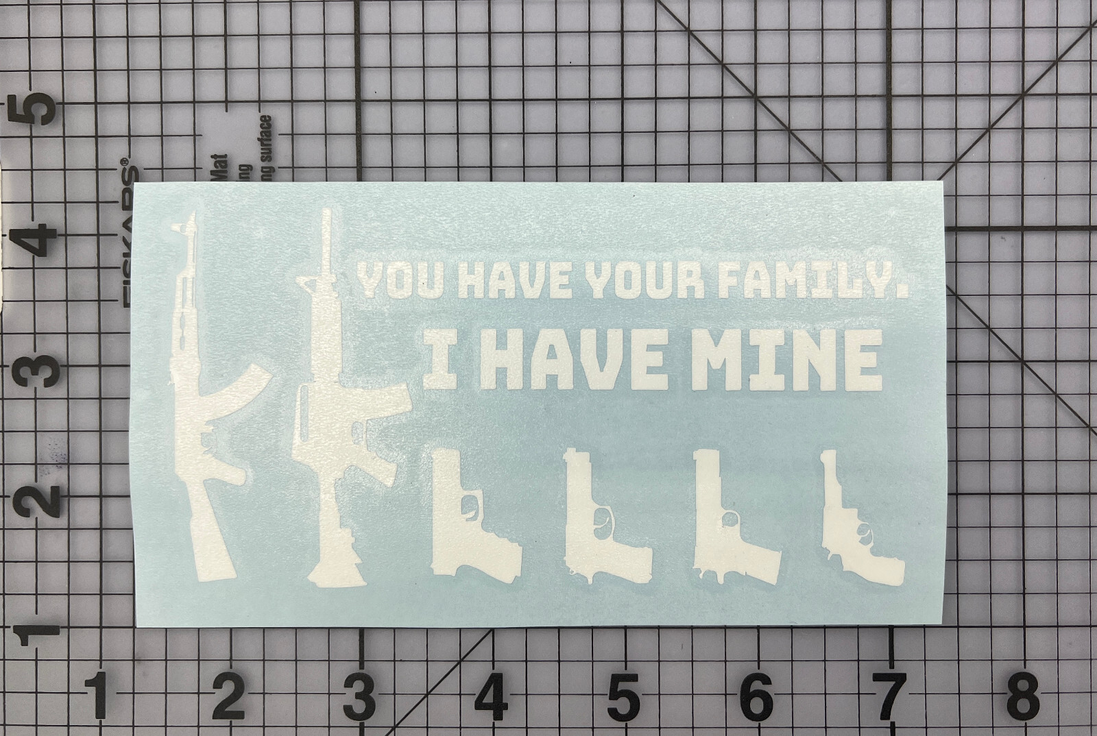 STICK FIGURE GUN FAMILY -WHITE- Vinyl Decal Indoor & Outdoor Sticker Choose Size