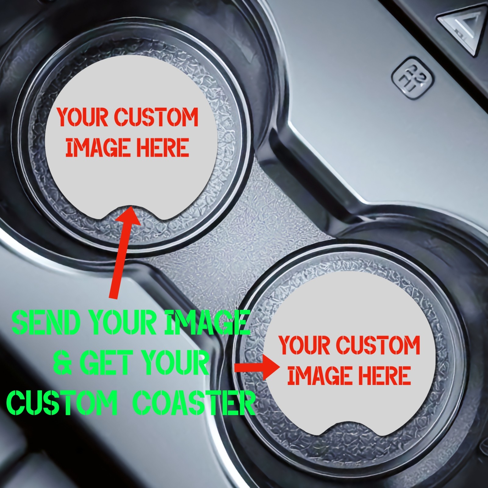 CUSTOM Car Cup Holder Coasters Washable Non-Slip Soft Neoprene Rubber