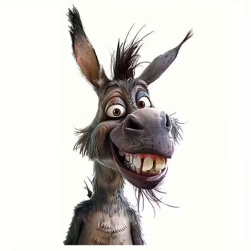Silly Donkey Vinyl Stickers, Suitable for Laptop, Bottle, Truck, Phone Window 7"