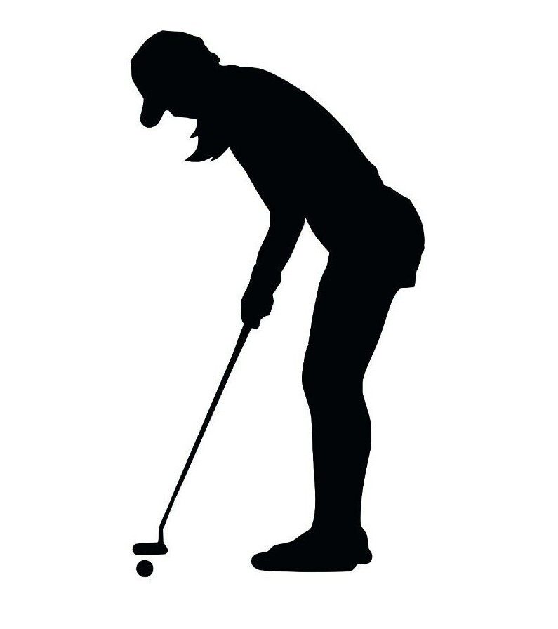 WOMAN GOLFER PUTTING VINYL DECAL GIRL WOMAN FEMALE SPORTS CHOOSE SIZE/COLOR