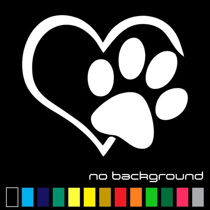 PAW PRINTS with HEART Decal Vinyl Stickers | Love of Dog Cat Puppy Pet