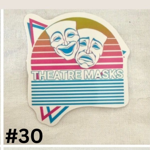 Sticker No 30 Retro Theatre Masks Theatre Sticker Vinyl Comedy Tragedy