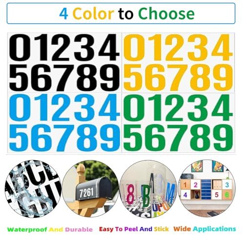 10 Sheets 100 Pcs Vinyl House Numbers for Mailbox, 4 inch Self-Adhesive Blue