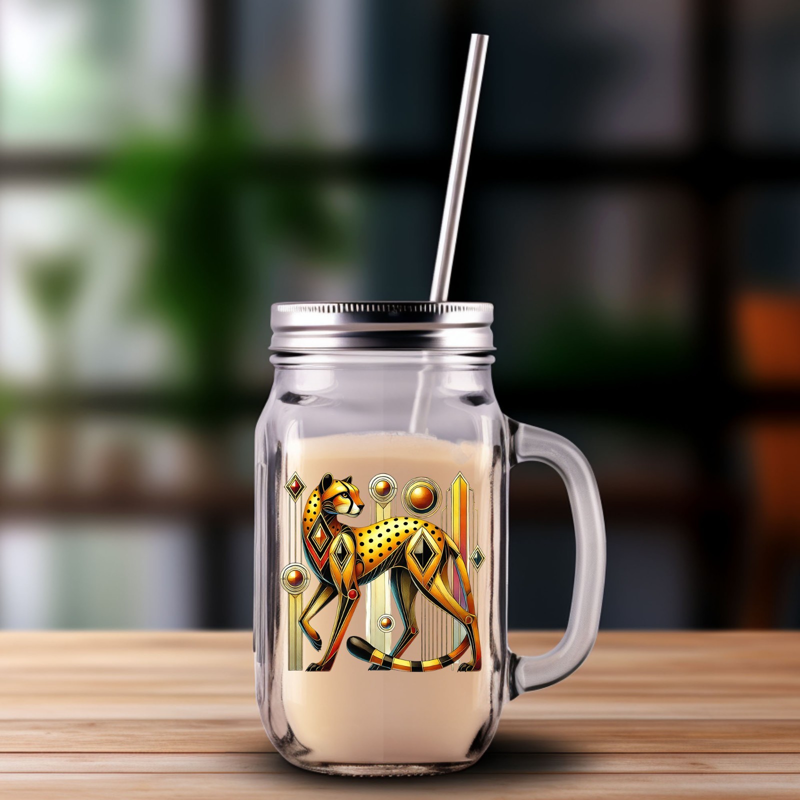 Art Deco Leopard UV DTF Transparent Sticker / Decal