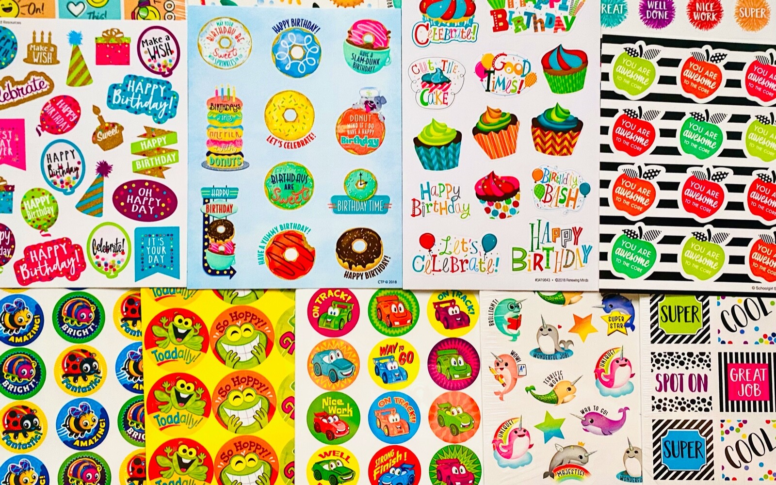 15 Sticker Sheets, Fun Funky Motivational Quotes all Ages, School Rewards Party
