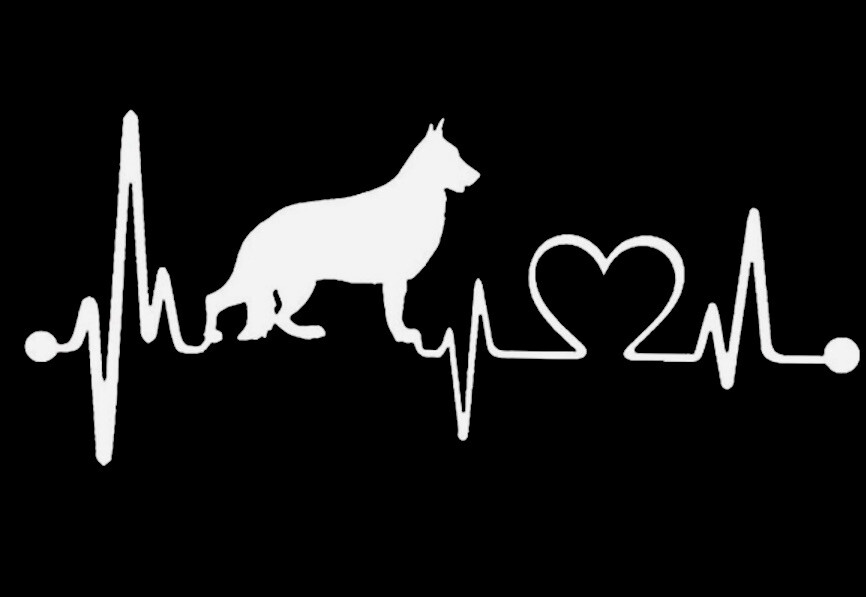 German Shepard Heartbeat/Lifeline Vinyl Decal-Multiple Sizes & Colors