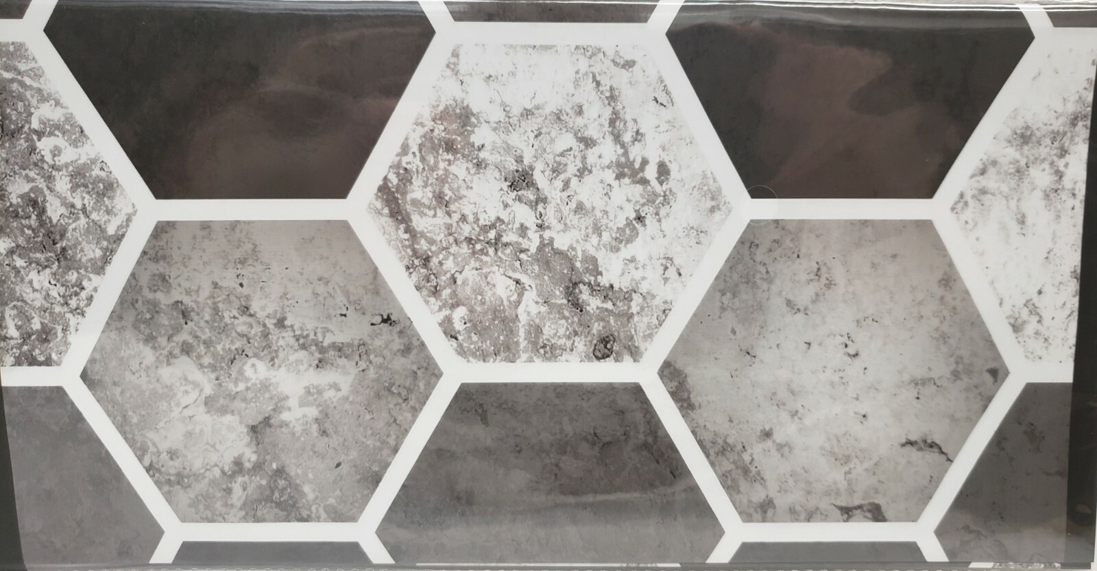 KITCHEN STOVE BACKSPLASH Sticker/Wall Decal, 30" x 18", MARBLE PENTAGONS, GR
