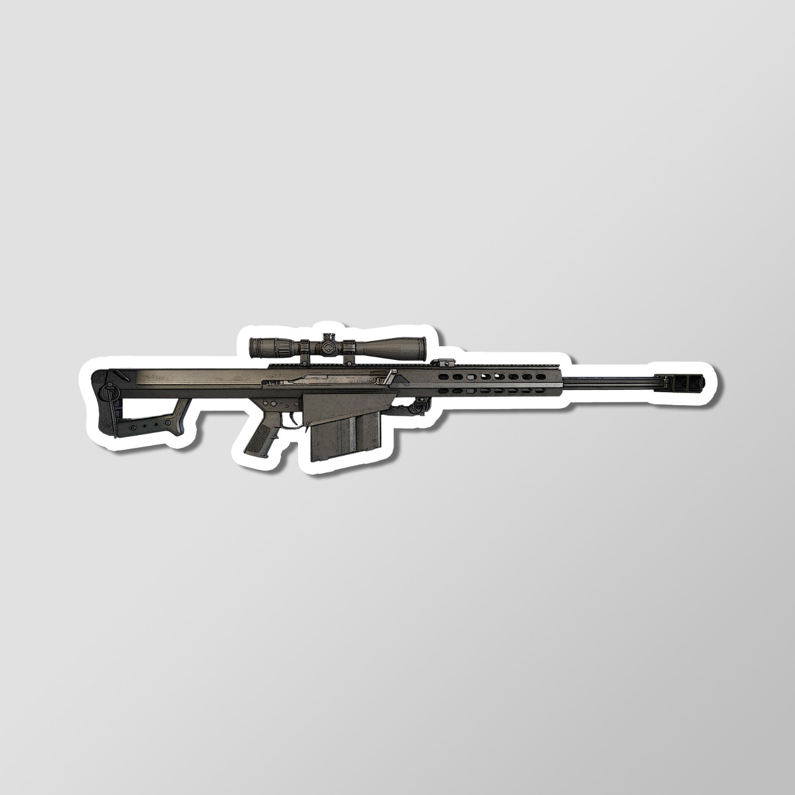 M107 .50 BMG Anti-Materiel Rifle – Laptop Sticker Vinyl Decal 4.5" Wide