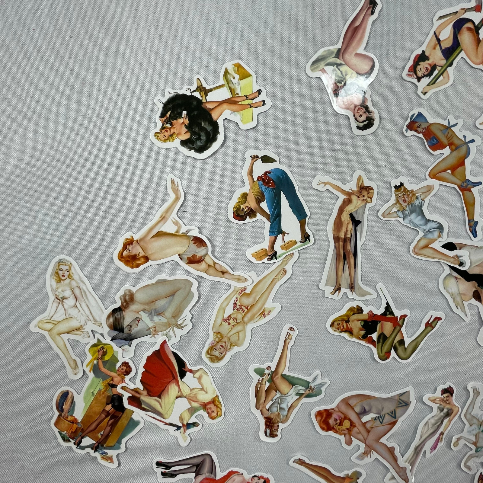 Lot of 66 Different 1" – 3" Vintage Style Female PinUp Stickers hot girls women