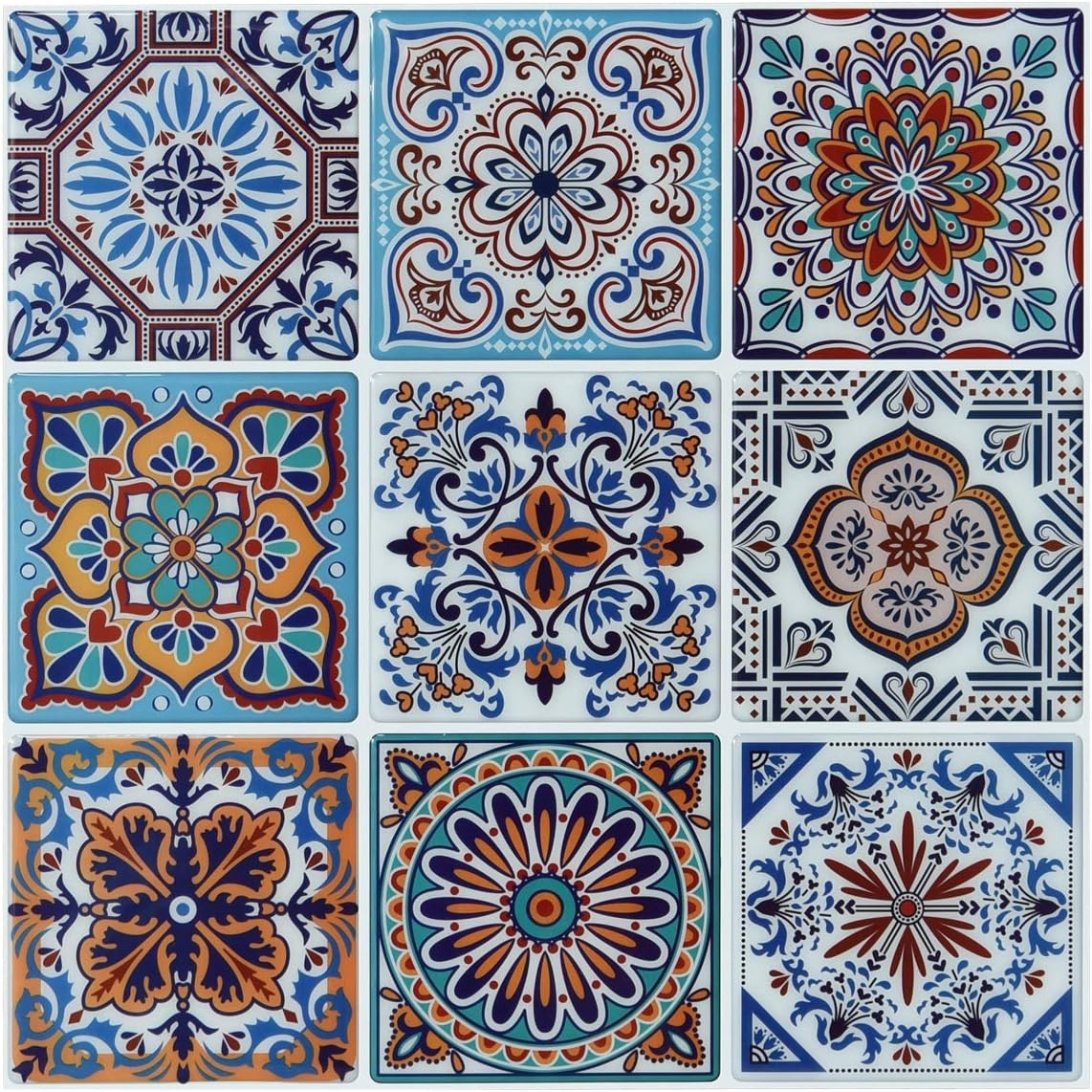 Peel and Stick Backsplash Tile Stickers, Colorful Talavera Mexican Tile, Stic…