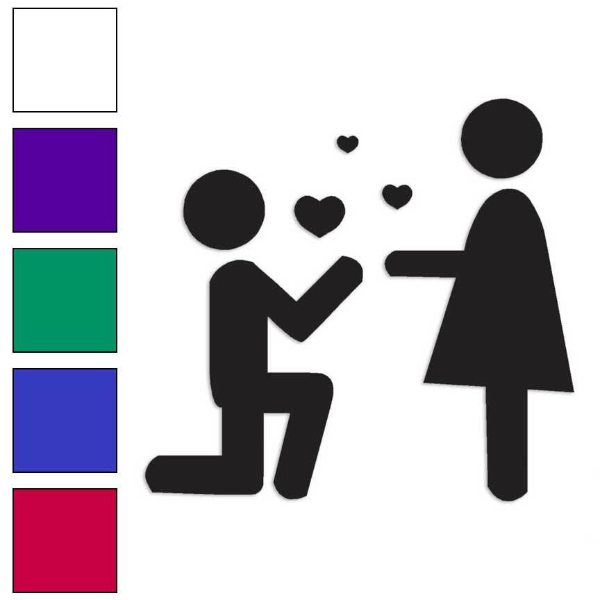 Stick Figure Propose Heart, Vinyl Decal Sticker, Multiple Colors & Sizes #3105