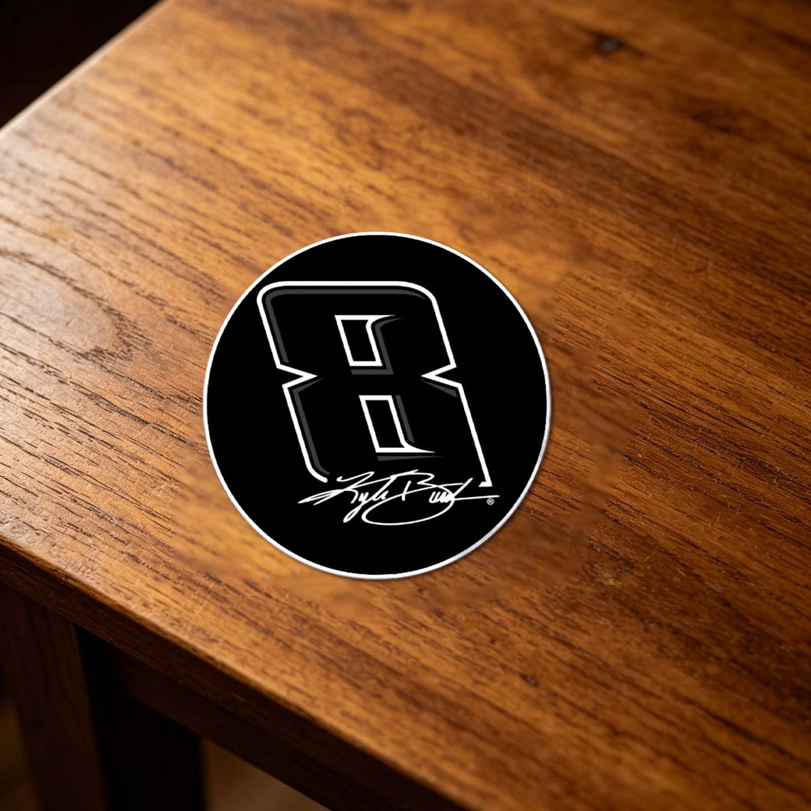 3pcs Kyle Busch 3” Round Tribute Sticker, Fan Gear 8 Decal