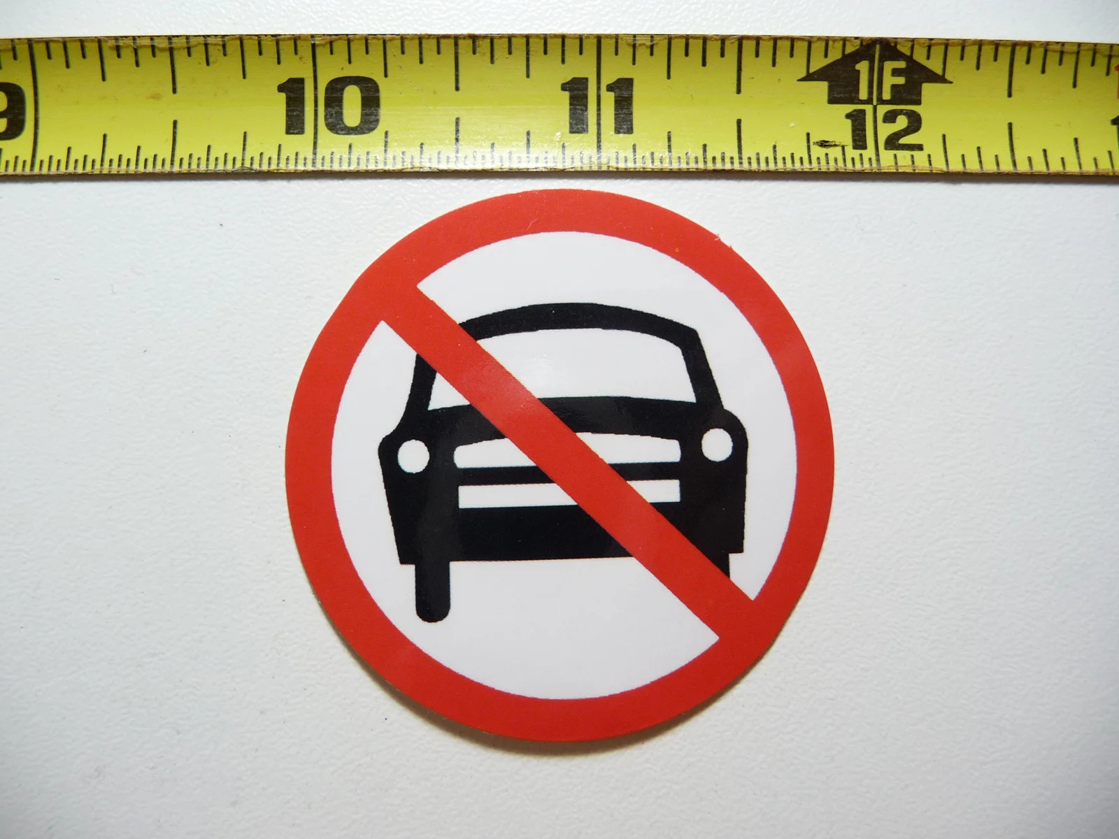 NO NOT ALLOWED CARS VEHICLES SMALL STICKER DECAL JOB OCCUPATION WORK PROHIBITED