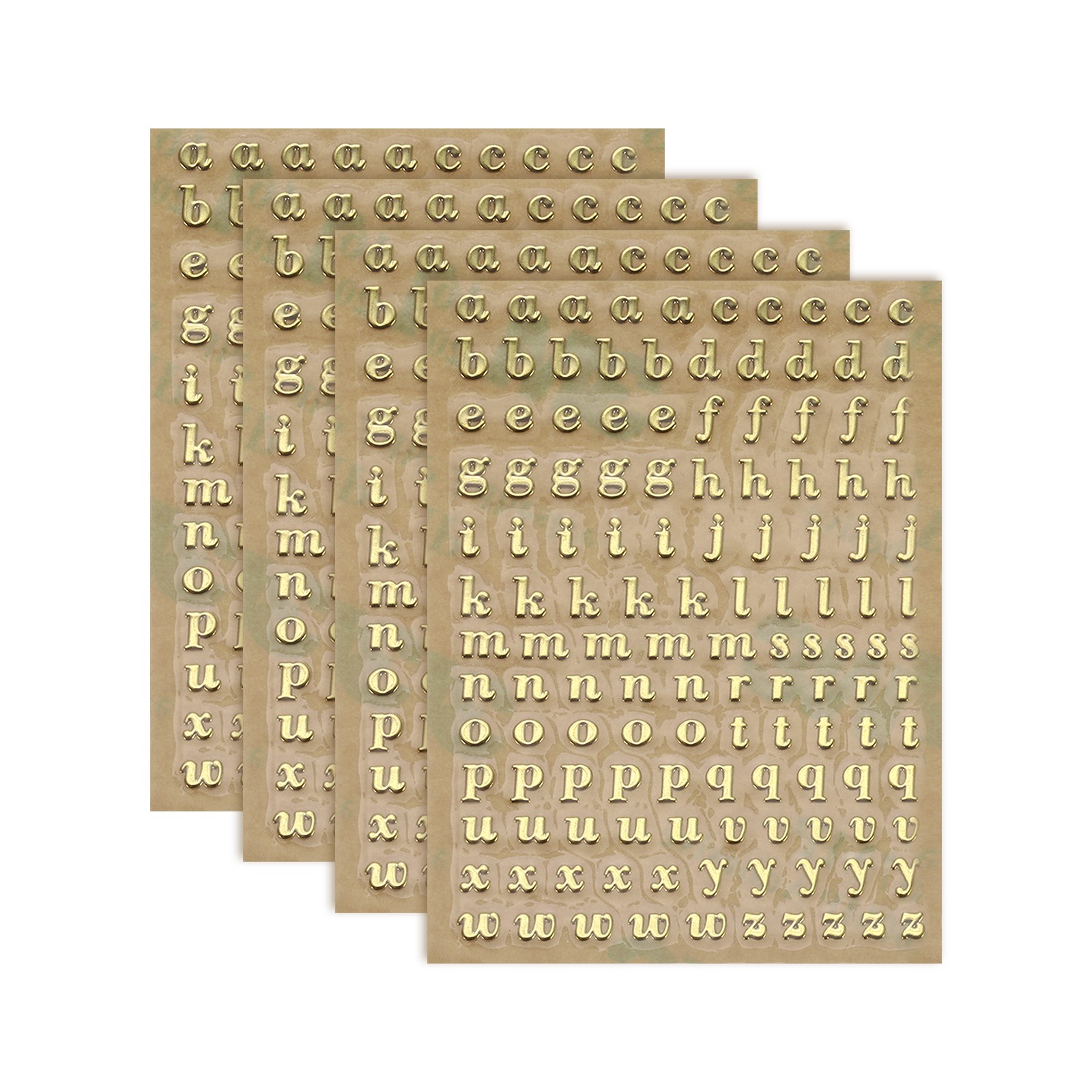 4 Sheets Letter Stickers 0.12" Letter Stickers Alphabet Stickers Gold Lowercase