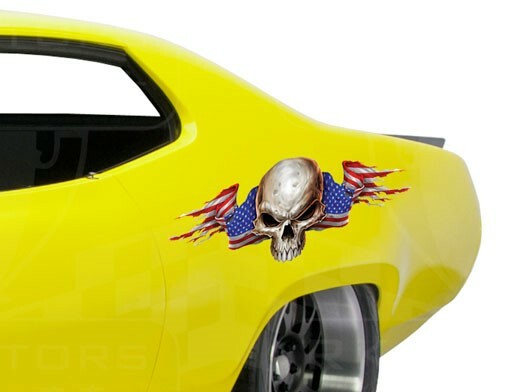 Peel-off – Skull Flag Car Sticker – Window – Auto Decal 36 inch