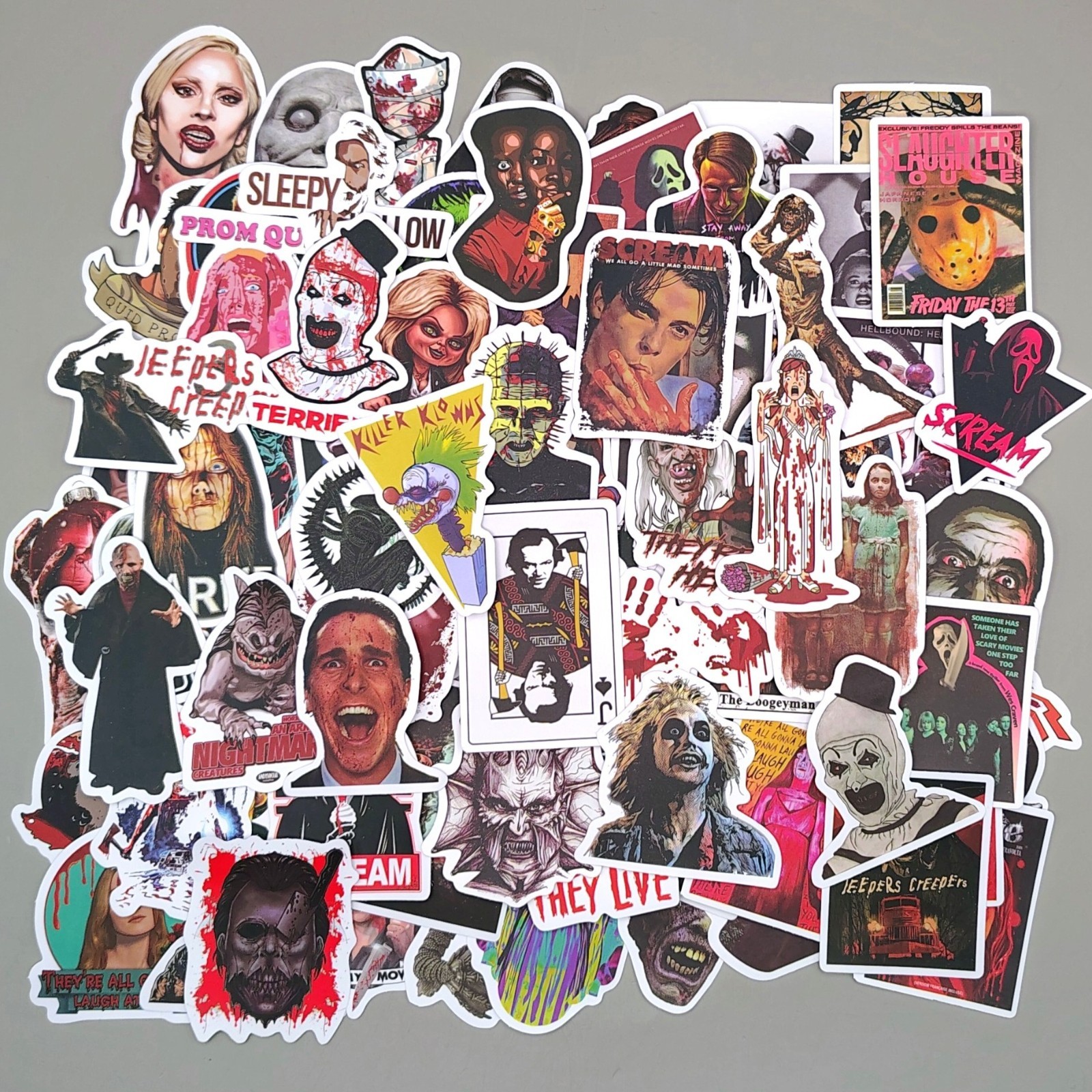 100 Pack Classic Slasher Movie Stickers Creepy Goth Halloween Vinyl Decal Lot