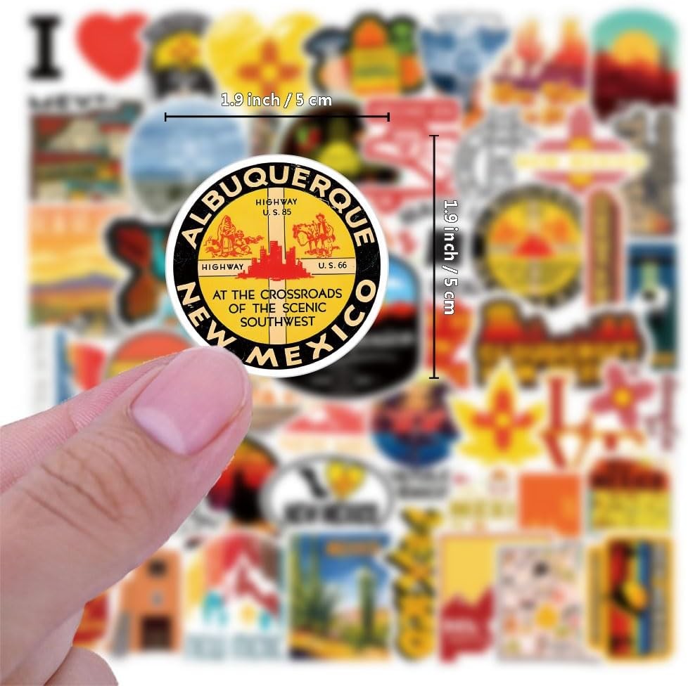 61Pcs New Mexico Stickers Pack, Aesthetic Vinyl Waterproof Sticker Decals for Wa