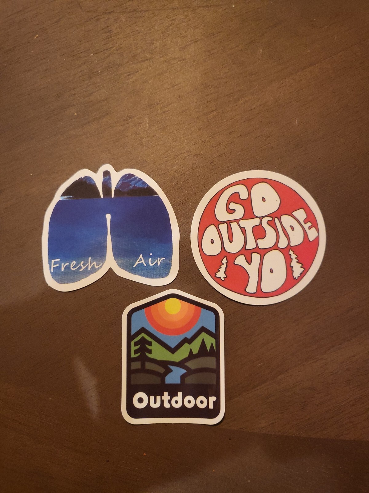 Outdoor Fresh Air Outside Hiking Sticker Decals (Set Of 3)