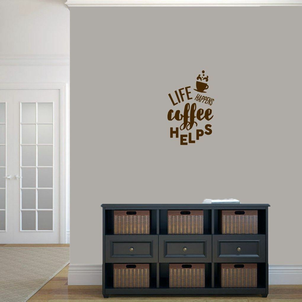 Life Happens Coffee Helps Wall Decal – Kitchen, Dining, Office, Cafe, Wall Art