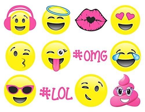 Emoji Wall Decals – Removable Reusable Peel & Stick-12 Large Pink Emojis Sticker